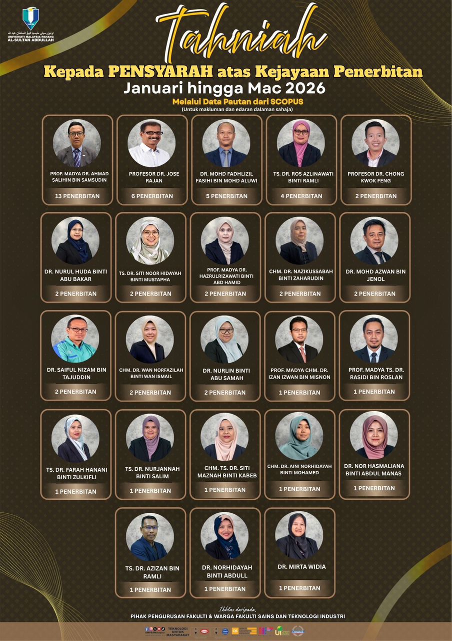 Pensyarah FSTI Cemerlang dalam Penerbitan Ilmiah Suku Pertama 2026